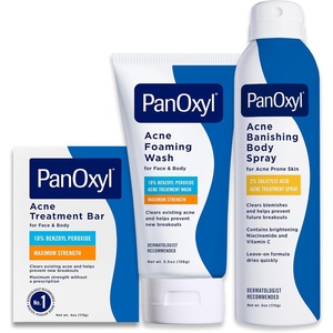 image:imagePanOxyl Acne Banishing Bundle  Acne Foaming Wash Benzoyl Peroxide 10 Acne Banishing Body Spray with 2 Salicylic Acid amp Acne Treatment Bar with 10 Benzoyl Peroxide
