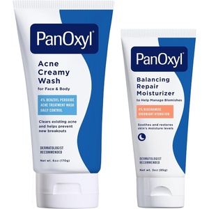 image:imagePanOxyl Wash and Moisturize Duo Bundle  Creamy Acne Wash 4 Benzoyl Peroxide Balancing Repair Moisturizer 4 Niacinamide